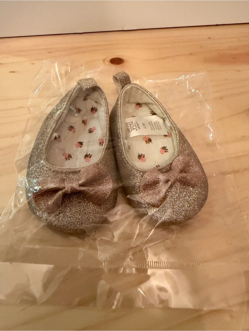 Carters Just One You Rose Gold Sparkle Baby Shoes
